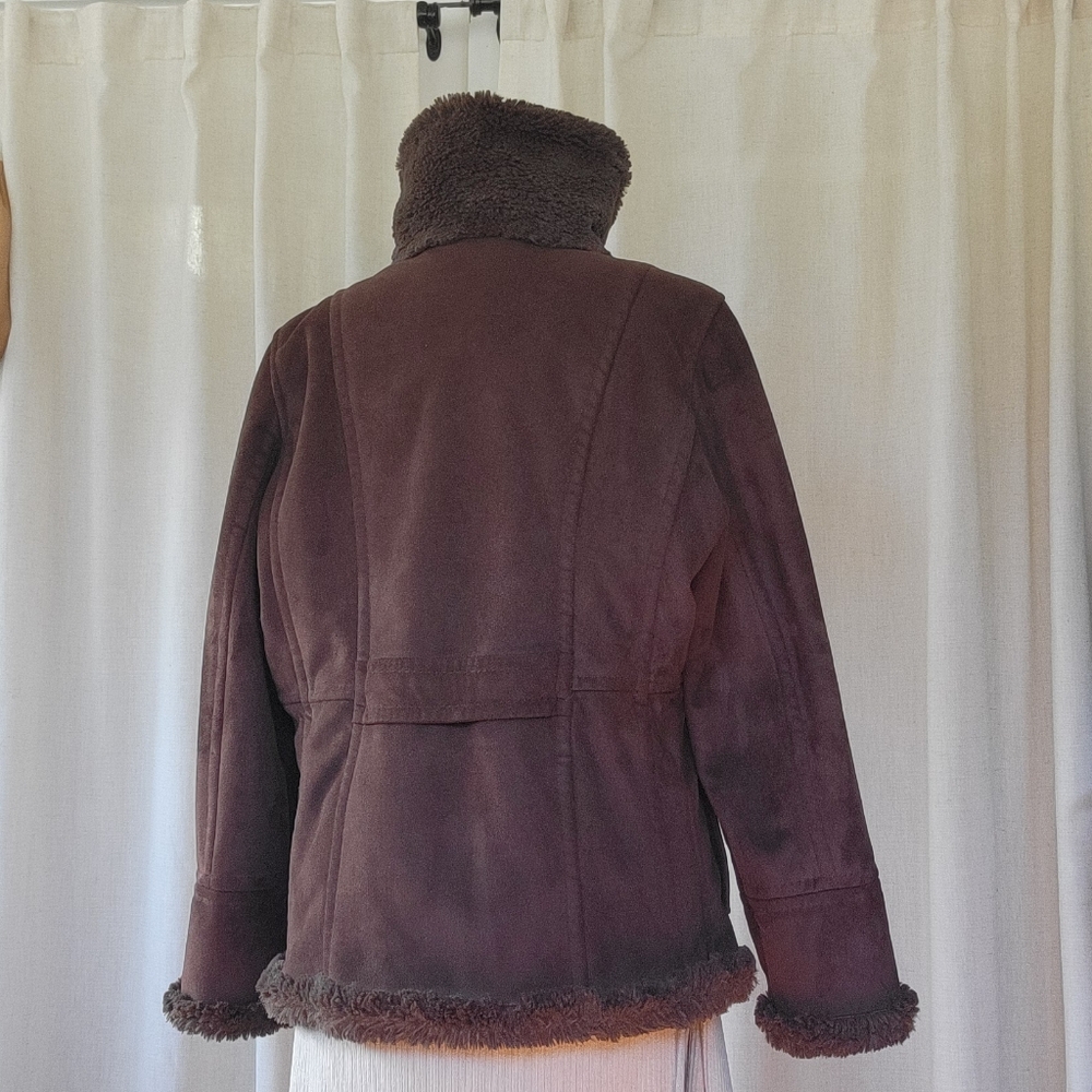 Johnston & Murphy Chocolate Brown Winter Faux Leather Faux Seude Coat Jacket - Picture 3 of 11